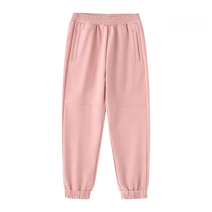 Children's Fleece Lined Soft Shell Pants Warm Autumn Winter Unisex Sports Trousers Outdoor Active Wear for Kids