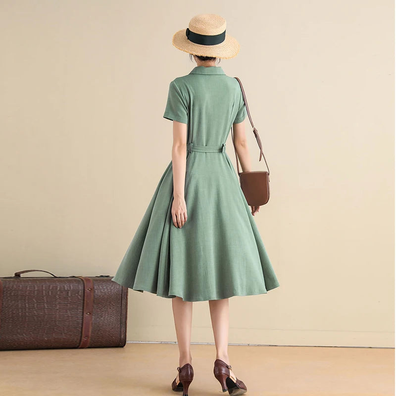 2026 New Arrival: Summer Three-Color Linen Blend Blazer-Lapel Dress – Trendy Slim-Fit Mini, Versatile & Breathable