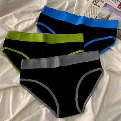 5Pcs/Set Women's Underwear Fashion Comfort Panties Mid Waist Girls Briefs Breathable Underpants Solid Color Panty Intimates