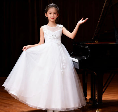 4-15 Year Teens Party Prom Dress Wedding Flower Girl Dress Kids Girls Elegant Princess Sleeveless Pageant Formal Long Dress
