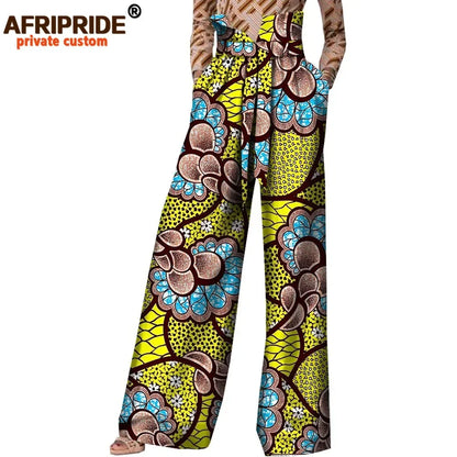 2026African Pants for Women Plus Size Wear Trousers Customzied High Waist Full Length Back Zipper Pants with Sashes A1821002