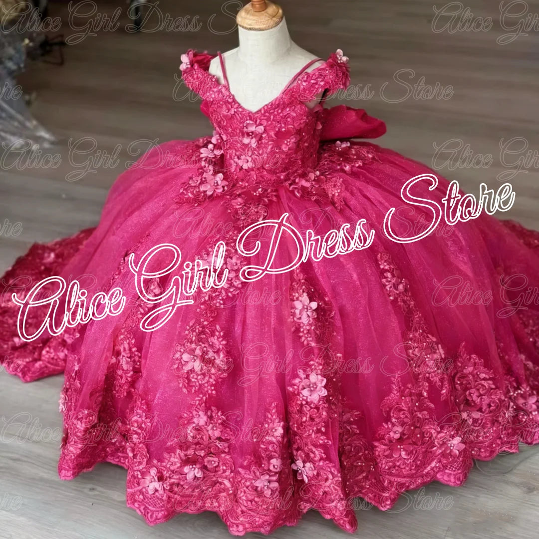 Green Flower Girl Dresses For Wedding Lace Appliques Floor Length Girl Birthday Party Gowns First Communion Gowns Customized