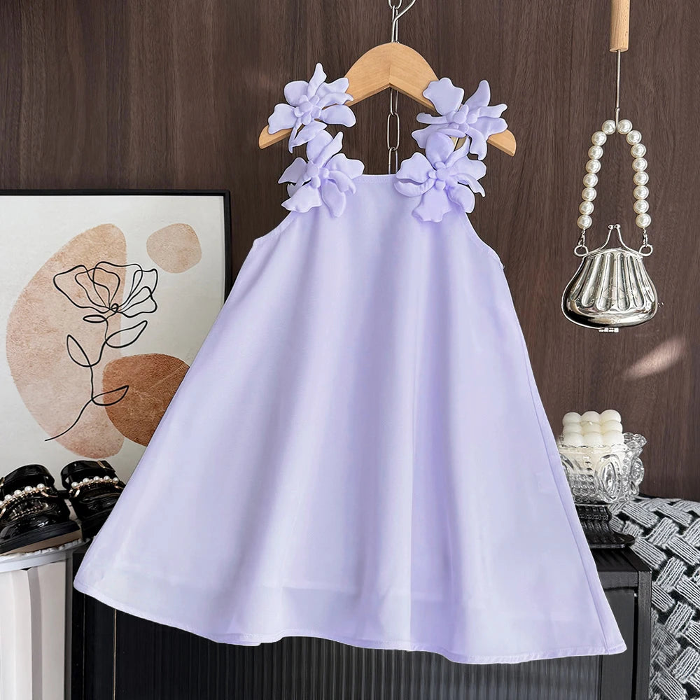 Bear Leader 2-7 Years 3D Flower Birthday Wedding Princess Dress Korean Version Sling Party Clothes Summer Girls Casual Outwear