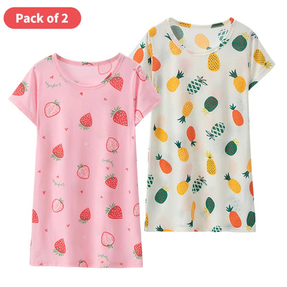 1/2 Pcs Children's Sweet And Lovely Dress Girl Casual And Comfortable Joker Round Neck Knee Skirt Sister Princess Home Dress