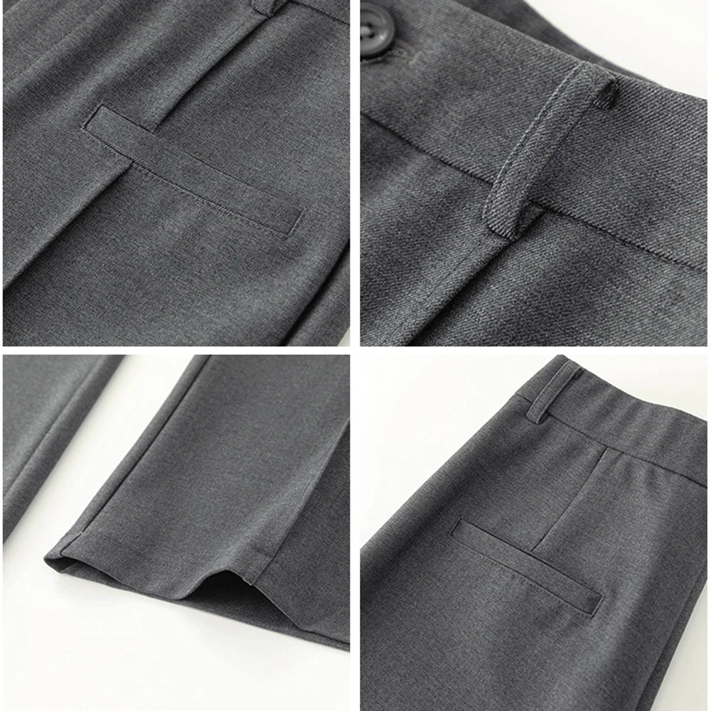 Plus size stylish elegant trousers women 2026 new high waist thicken warm spring autumn straight leg office business suit pants