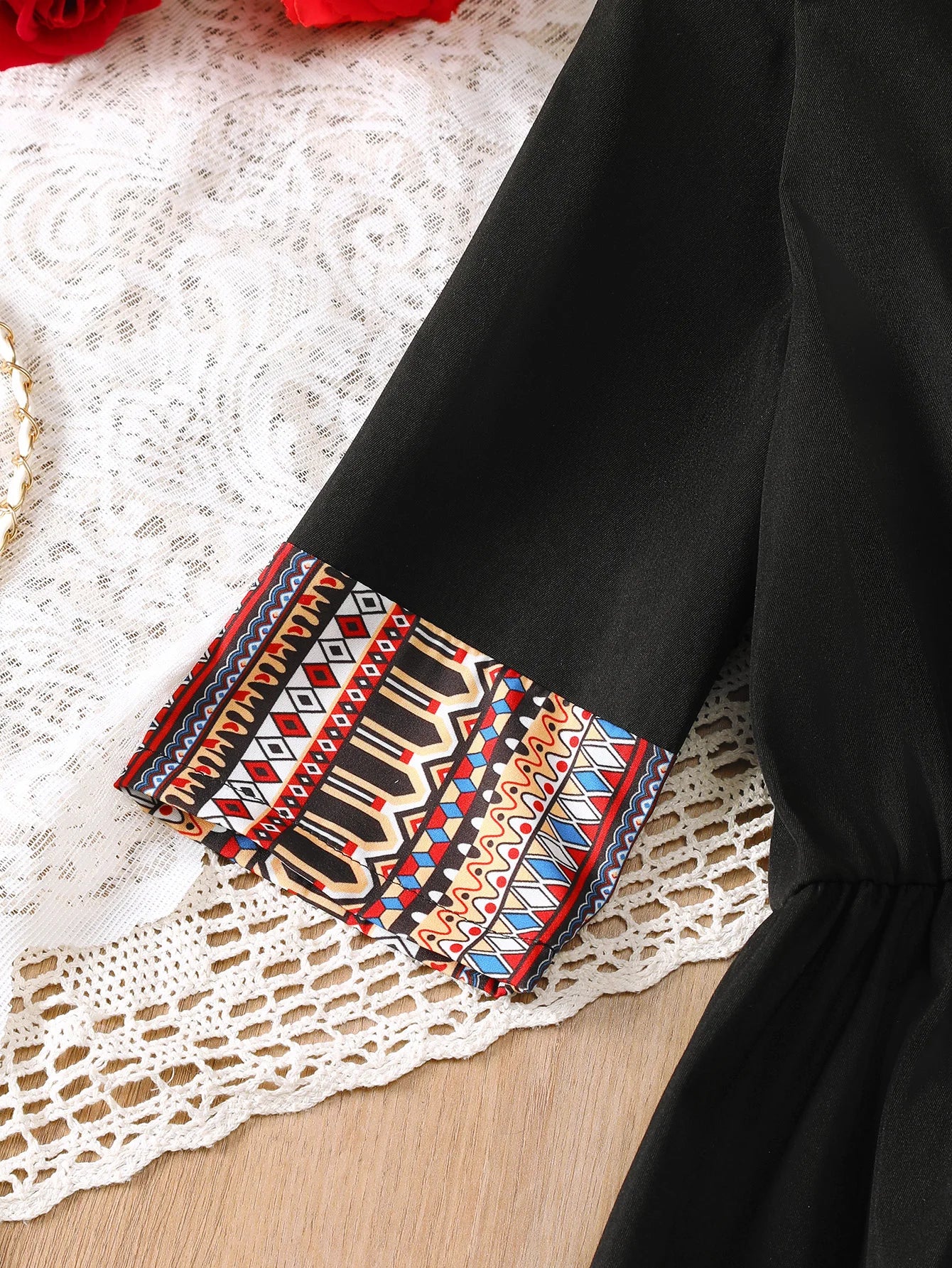 Middle East Girls Casual Mid-Sleeve Midi Dress Summer Ethnic Style Children's Clothing Long Dress for Big Kids