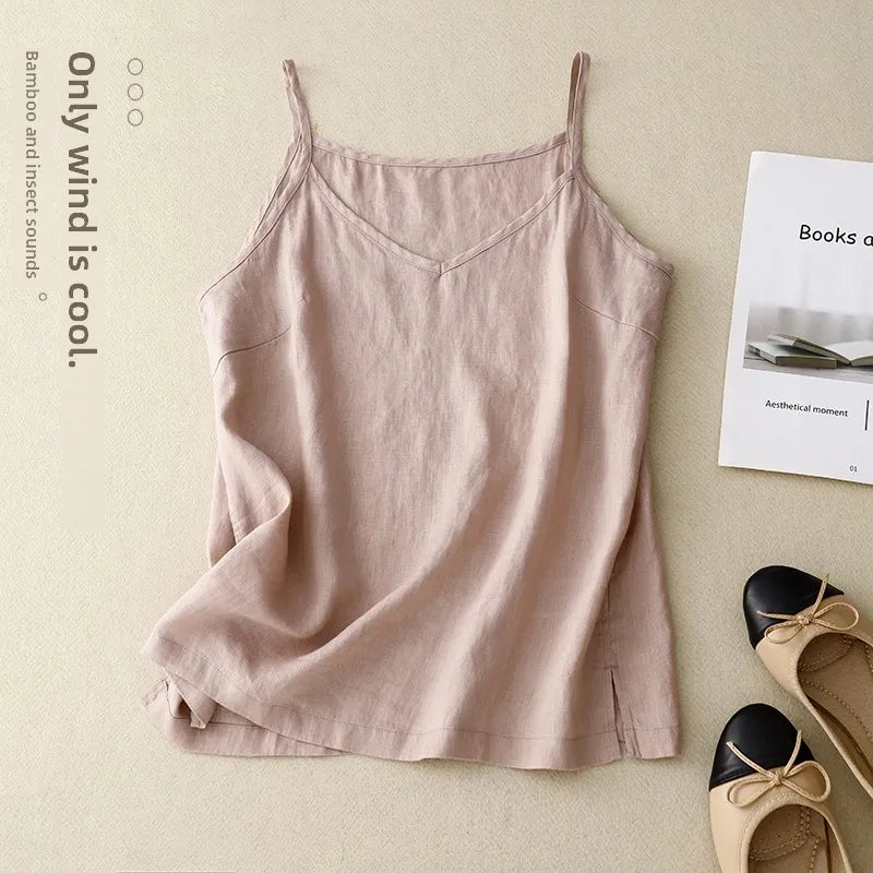 Summer Casual Cotton Linen Double Layer Lantern Pants Loose Elastic Waist Pure Color Wide Leg Harem Trousers for plus Size Women