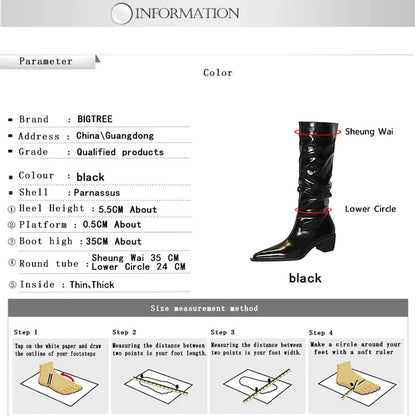 BIGTREE Shoes Patent Leather Women Knee-High Boots Thick Heel Women Boots 2026 New Winter Boots Fashion High Boots Ladies Shoes