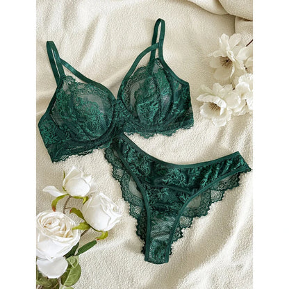 Women's Lingerie & Underwear， Eyelash Sxy Fancy Lace Strapping Underwire Bra &  Brazilian Panties ， Sexy Style