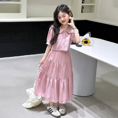 2025 Girl Summer Clothes Girls Clothing Sets 4 To 14 Years Children From 13 Children's Costumes Kids Dress 8 Coat 10 12 Old 11