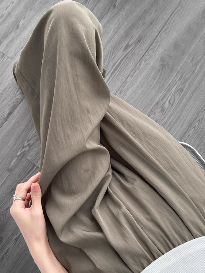 Summer Women's Wide-leg Pants Purple Thin Sunscreen Straight Pant Full Length Elastic Waist Casual Korean Fashion Trousers Women