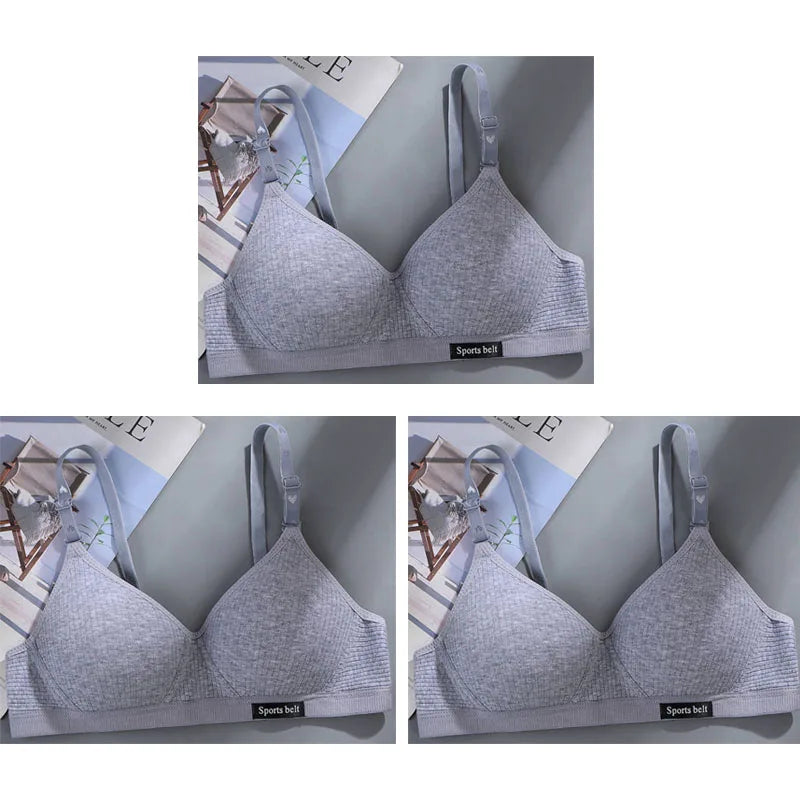 3pcs Women Thin Wireless Bra Girl Seamless Push Up Bra Student Comfort V-Shaped Underwear Adolescent Breathable Comfort Lingerie