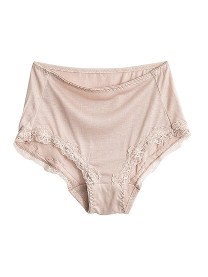 Birdtree 100% Silk 1PC Women Mid High Waist Briefs Lace Sexy Seamless Breathable Soft Comfortable Panties P38417QD