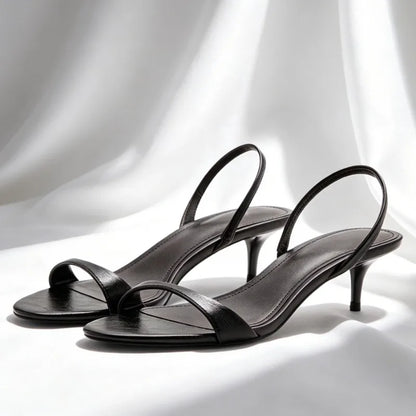 Luxury Brand Designer Shoes for Women Fashion Round-toe Open-toe Kitten-heel Sandals Elegant Slingback Heels Sandalias De Mujer