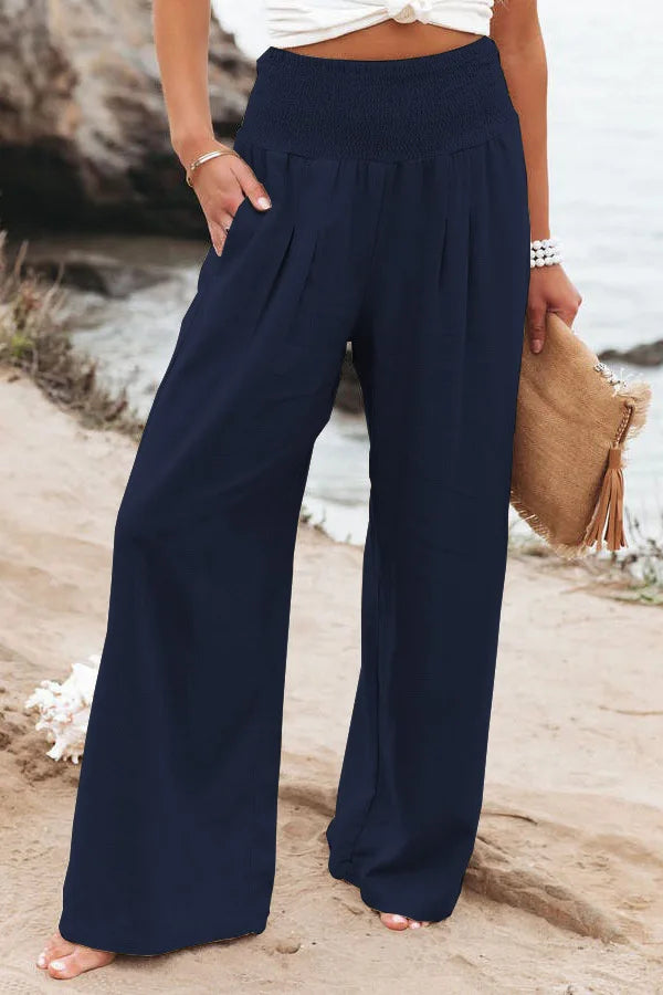 Women's Wide-leg Pants Solid Color Cotton and Linen Loose Trousers Basic Korean Style High Street Casual Pants for Female
