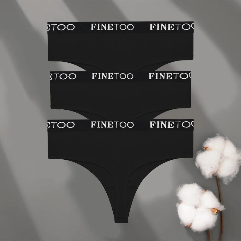 3pcs Plus Size Women Seamless Thongs Cotton High-Waist Comfort Underwear Sexy Elastic Wide Belt Panties Soft Breathable Lingerie