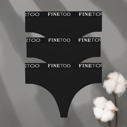 3pcs Plus Size Women Seamless Thongs Cotton High-Waist Comfort Underwear Sexy Elastic Wide Belt Panties Soft Breathable Lingerie