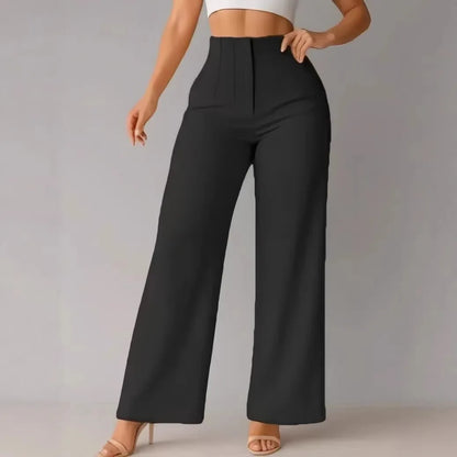 Women's High Waist Wide Leg Pants Elegant Tailored Straight Trousers Office Work Pants Casual Bottoms Comfy Dress Pants
