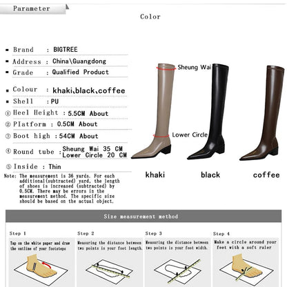 BIGTREE New Leather Boots Sexy Over The Knee Boots Thick Heel Long Boots Women Shoes Pointed Toe High Boots Autumn Winter Shoes