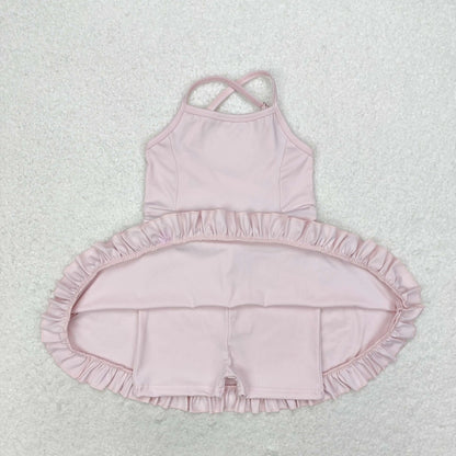 Best Selling Baby Girls Lavender Strap Colorful Skorts Shorts Yoga Sportswear Knee Length Dresses Toddler Kids Children Clothes