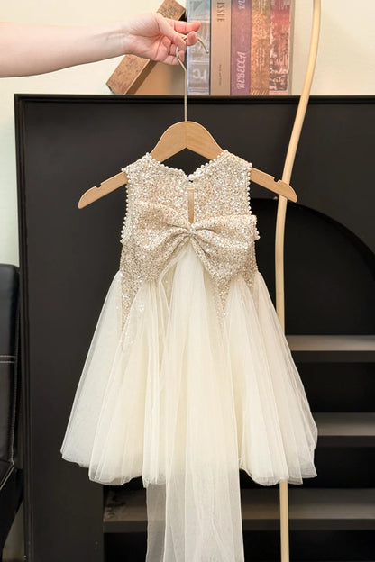 Girls Sequined Dress New Princess Puff Dress Kids Birthday Party Mesh Gown Ball Children Clothes Teen Fashion Vestidos 2-10 Year