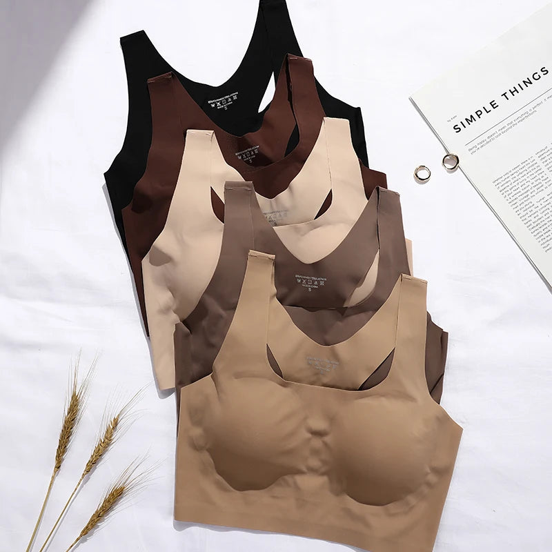 Women Wireless Bra Custom Bra And Shorts Sets Reggiseno Senza Cuciture Removeable Padded Seamless Bra Set