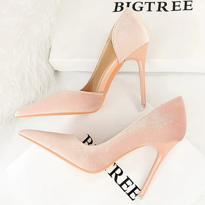 BIGTREE Shoes Purple Women Pumps Design Suede High Heels Sexy Party Shoes Stilettos Lady Heels Luxury Pumps Shoes Large Size 43