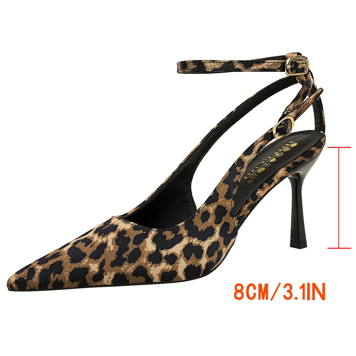 BIGTREE Shoes Leopard Print Women Pumps Sexy High Heels Pointed High-Heeled Sandals Women Summer Shoes Satin Stiletto Heels 8 cm