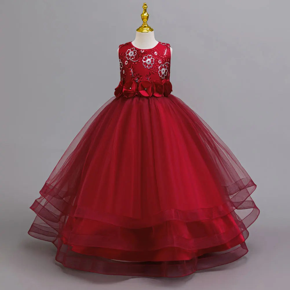 Hetiso Elegant Teenage Girls Evening Party Formal Prom Gown Kids Sleeveless Birthday Wedding Princess Dress for Girls 3-12 Years