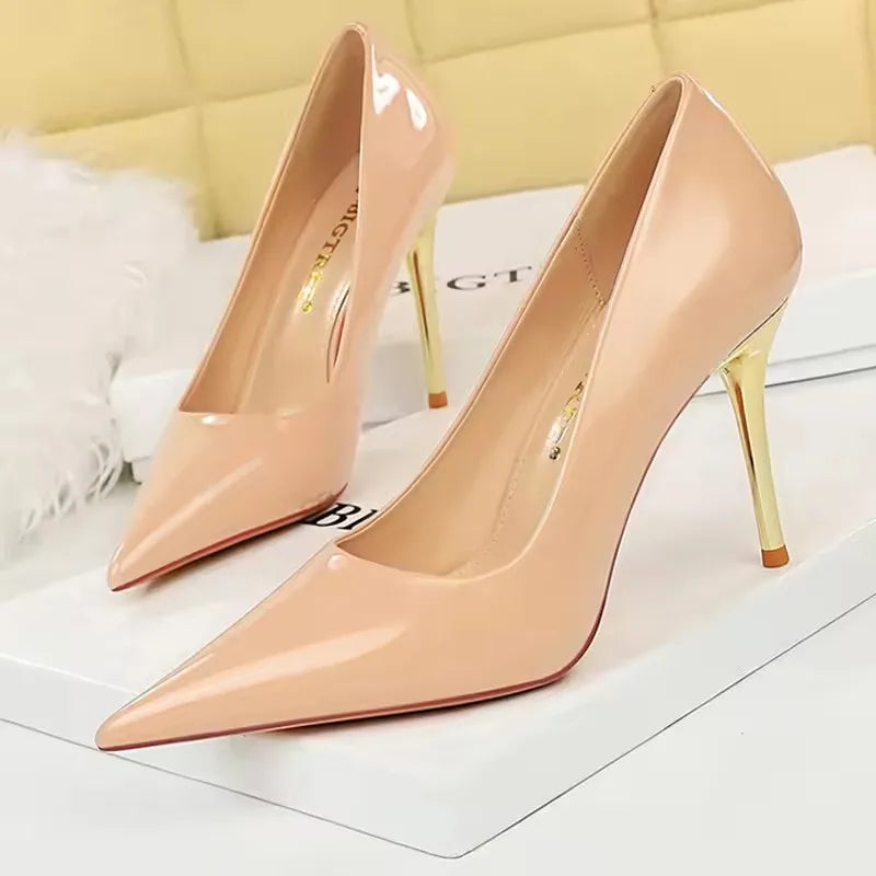 BIGTREE Shoes Woman Pumps Patent Leather High Heels Shoes Women Occupation OL Office Shoes Stiletto Women Heels Plus Size 43