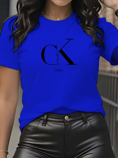 Summer luxury brand fashion cartoon letter print crew collar clothing short sleeve T-shirt trend women's summer Y2K top