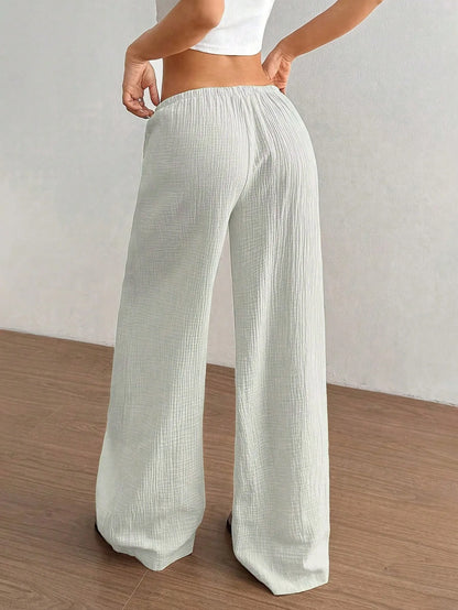 Elegant Women's Casual Versatile Solid-Color Wide-Leg Pants
