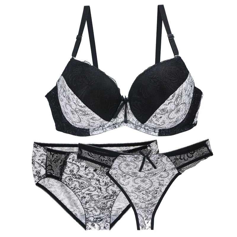 Nouvell Seamless Push Up Bra Sets For Women 3 Piece Underwear Transparent BCDEF Cup Beige Black Blue Purple Red White Lingerie