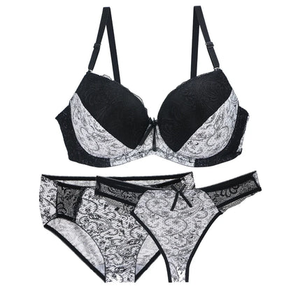 Nouvell Seamless Push Up Bra Sets For Women 3 Piece Underwear Transparent BCDEF Cup Beige Black Blue Purple Red White Lingerie