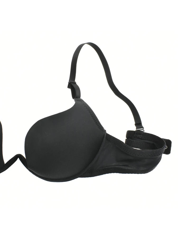 Japanese Deep V Push Up Sexy Bra Underwire Underwear Women Soutien Gorge Thin Half Cup Solid Color Lingerie Beautiful Back