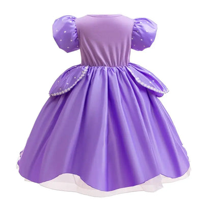 2026 Disney Sofia Princess Dress For Girl Summer Dress Birthday Carnival Party Sophia Sleeve Fluffy Ball Dress + Accessories