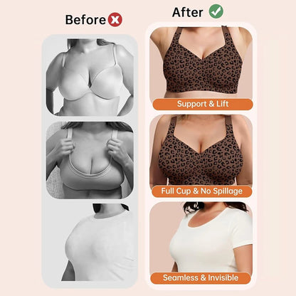 Leopard Jelly Bra Wireless Supportive Bras No Underwire Push Up Full Coverage Seamless Bralette Plus Size Underwear for Women
