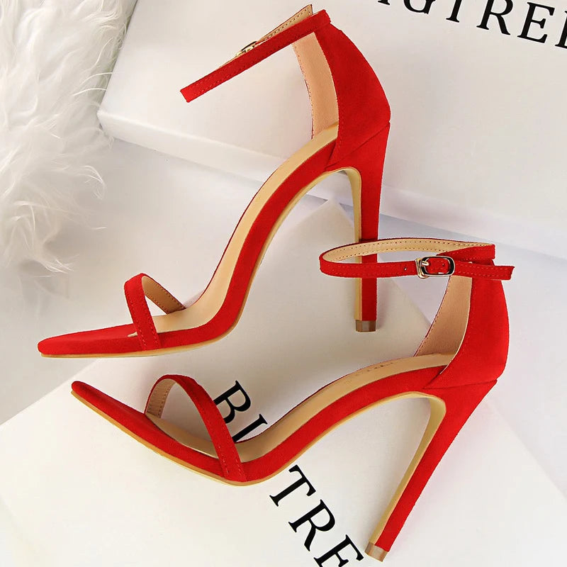BIGTREE Shoes Women 11cm High Heeled Sandals Ladies Shoes Summer Stilettos Women Sandals Suede Woman Pumps High Heels 2026 New