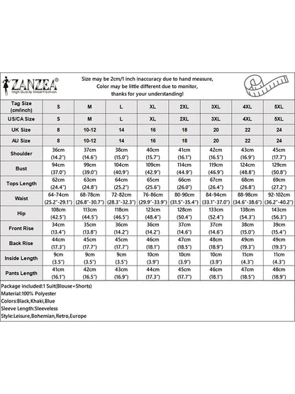 Stylish Smmer 2 Pieces Sets ZANZEA Women Outfits Elegant Sleeveless Blouse Short Sets Plaid Checked Tracksuit 2PCS Holiday Suit