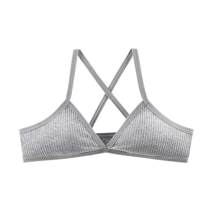 Comfort Lingerie Cotton Bras For Women Thin Style Unlined Bralette Sexy Deep V Triangle Cup Cross Beauty Back Bra бюстгальтер