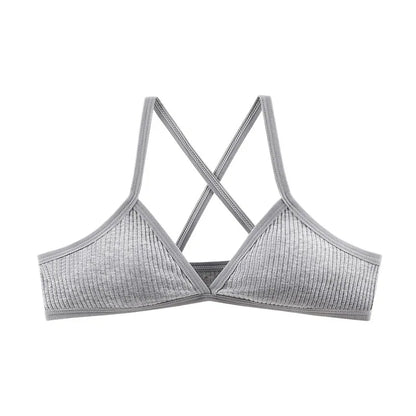Comfort Lingerie Cotton Bras For Women Thin Style Unlined Bralette Sexy Deep V Triangle Cup Cross Beauty Back Bra бюстгальтер