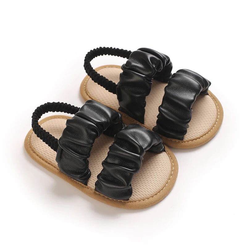 Baby Learning Walk Shoes, Unisex Summer Flat Infant Sandals, Soft Beach Wedding Crib Footwear for Newborns 0-1 Year