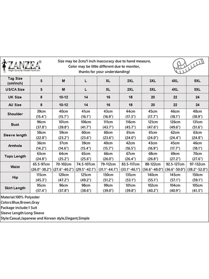 2025 ZANZEA Women Autumn 2 Piece Outfits Long Sleeve Patchwork Shirts and Long Skirts Fashion Dress Sets Elegant Office OL 2pcs
