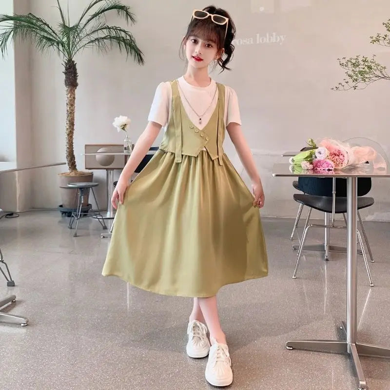 Summer French Dress for Little Girls Dresses Girl's Clothes Party Korean Reviews Many 6 7 Years Princess Elegant From 8 Kid's 10