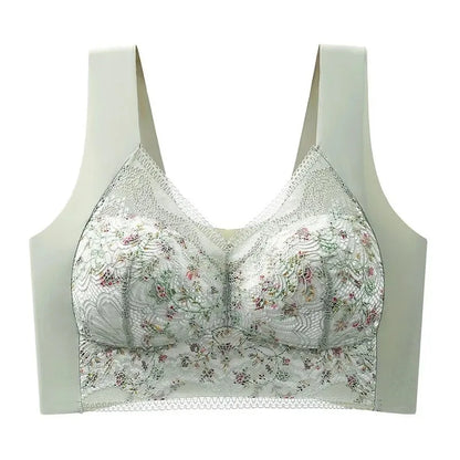 1pcs Womens Seamless Ice Silk Full Cup Bras No Steel Ring Support Lace Bralette Large Size Brassiere Comfort Ventilate Underwear