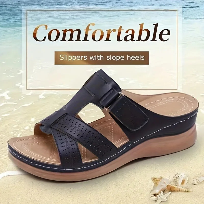 2026 Summer Women Wedge Sandals Premium Orthopedic Open Toe Sandals Vintage Anti-Slip Leather Casual Female Platform Retro Shoes