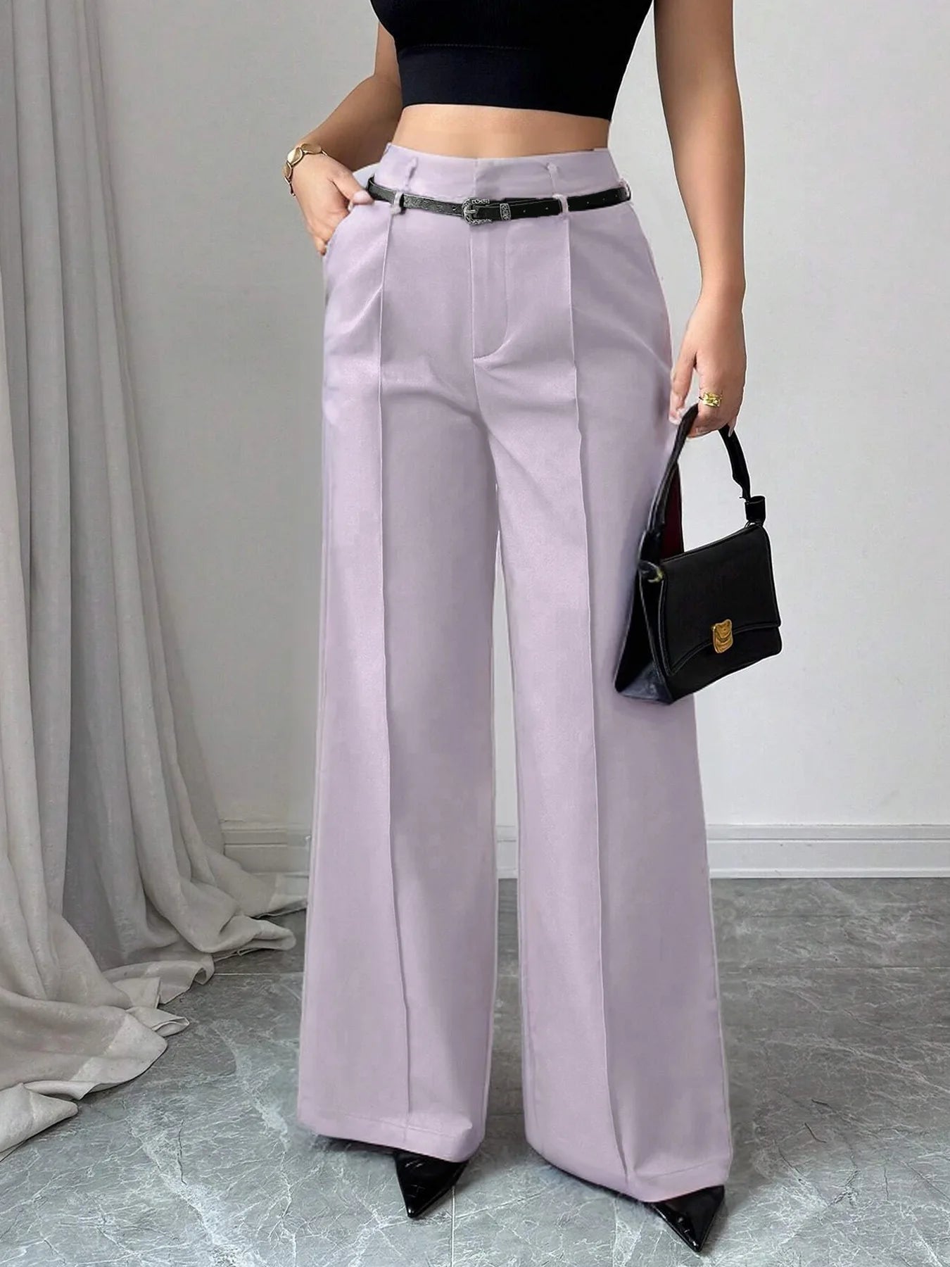 CPSYMYM  Pants Summer Korean Comfortable Plain Full Length Wide Leg Vacation Pants For Women