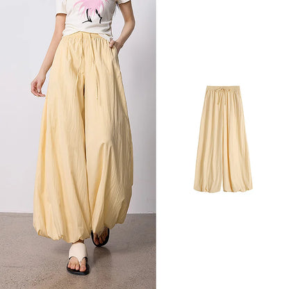 TOYOUTH Women's Wrinkle-Resistant Wide Leg Pants 2026 Summer New Straight Cut Bud Trousers, Travel Friendly
