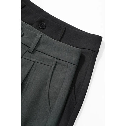 ELFSACK High Waist Pleated Wide Leg Trousers, Minimalist Casual Office Trousers for Women, Button Fly Loose Palazzo Pants