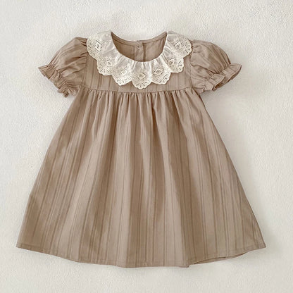 1-6Yrs Kids Baby Dress Summer Girls Sweet Lace Collar Princess Dress New Kids Baby Girls Dress Cotton Children Clothes Dress